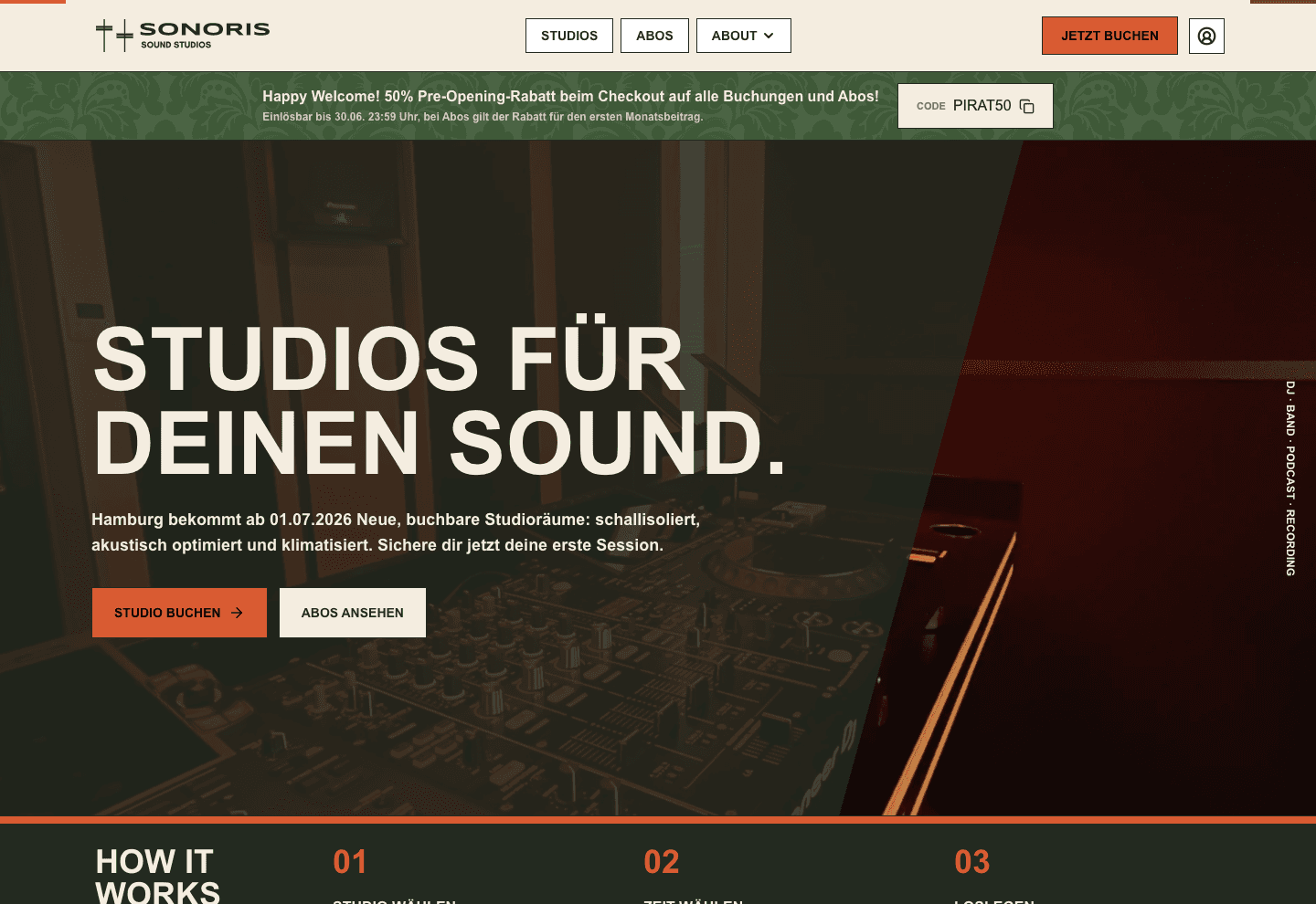 Sonoris Website-Vorschau